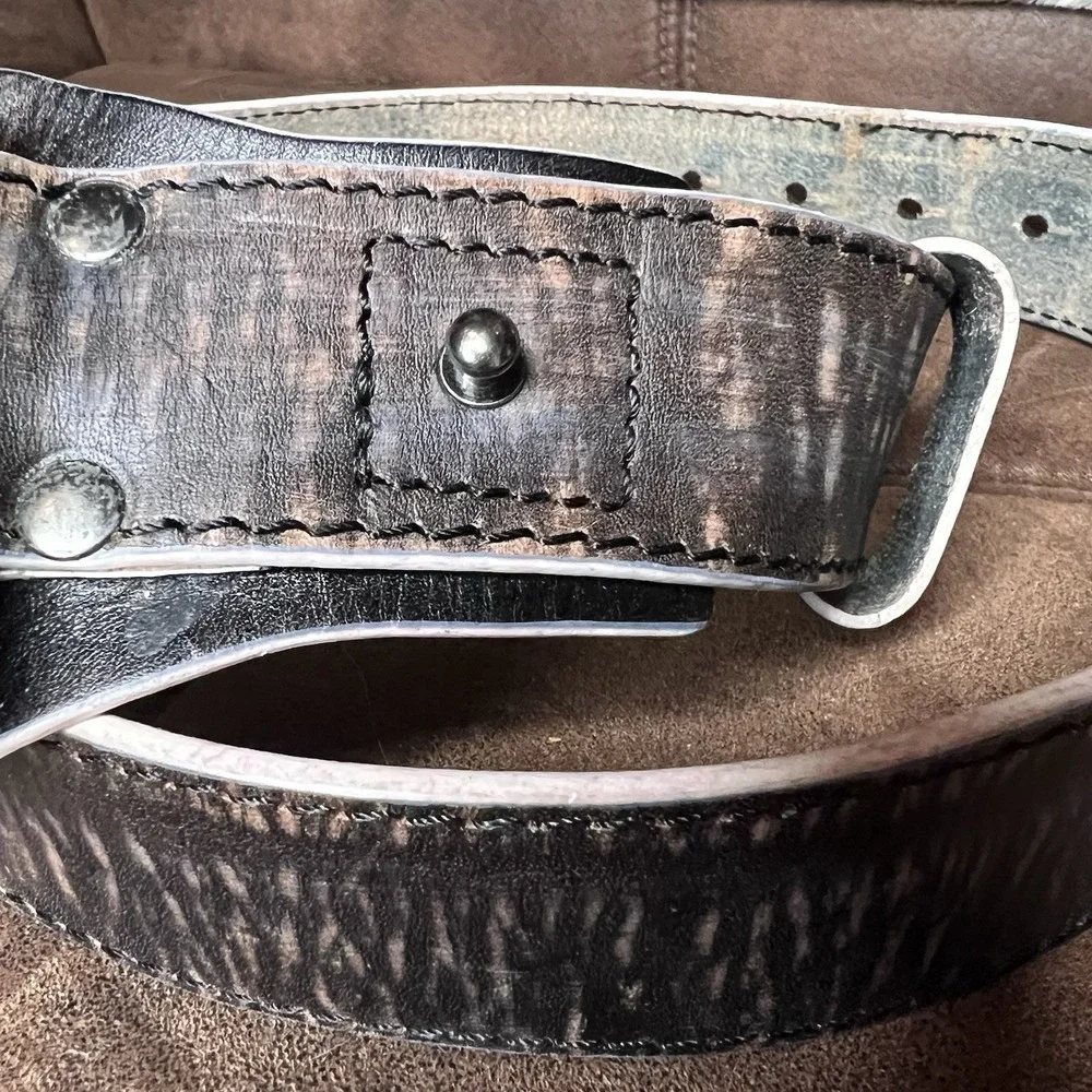 Burton Snowboard 100% Leather Belt Brown Rectangle Buckle Rare Size S/M 31-36